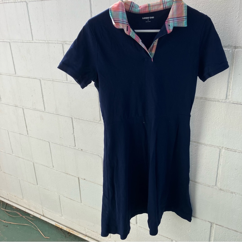 🎉MOVING SALE 🎉 
LANDS END Polo Shirt Dress S Navy Blue Pique Cottn